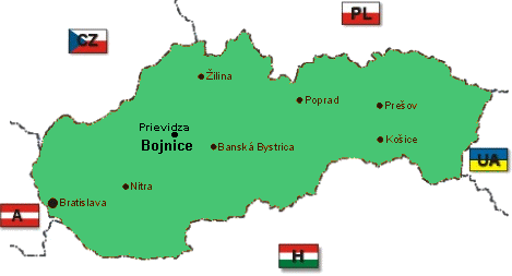 Bojnice na mape Slovenska